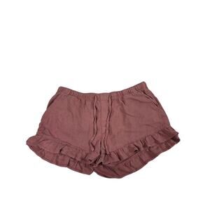 American Eagle Red/Rust S shorts Ruffles Drawstring Waist XL Linen Blend